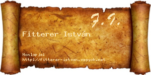 Fitterer István névjegykártya